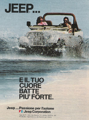 PubblicitÃ  Jeep su Quattroruote del 1985
